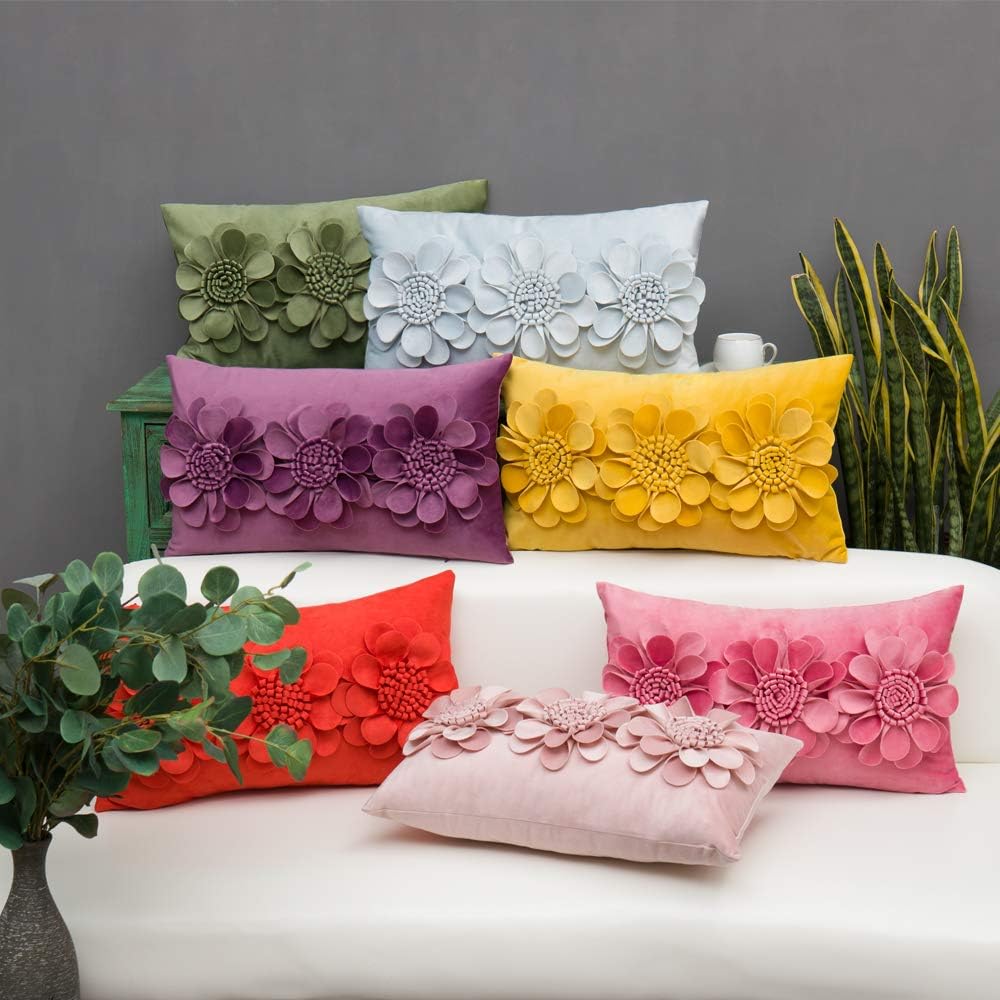 3D Flower Throw Pillow Cover