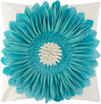 VG|blue-teal-blue-beige-canvas|3D Sunflowers Throw Pillow Cover Wine Red
