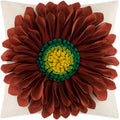VG|red-dark-red-beige-canvas|3D Sunflowers Throw Pillow Cover Wine Red