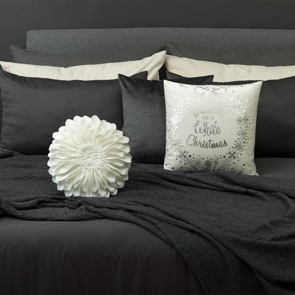 3D Flower Throw Pillow Covers Decorative Aesthetic Sunflower Accent Pillow Cases Handmade Pillowcase Round Cushion for Car Bedroom Bed Couch Chair with Insert White