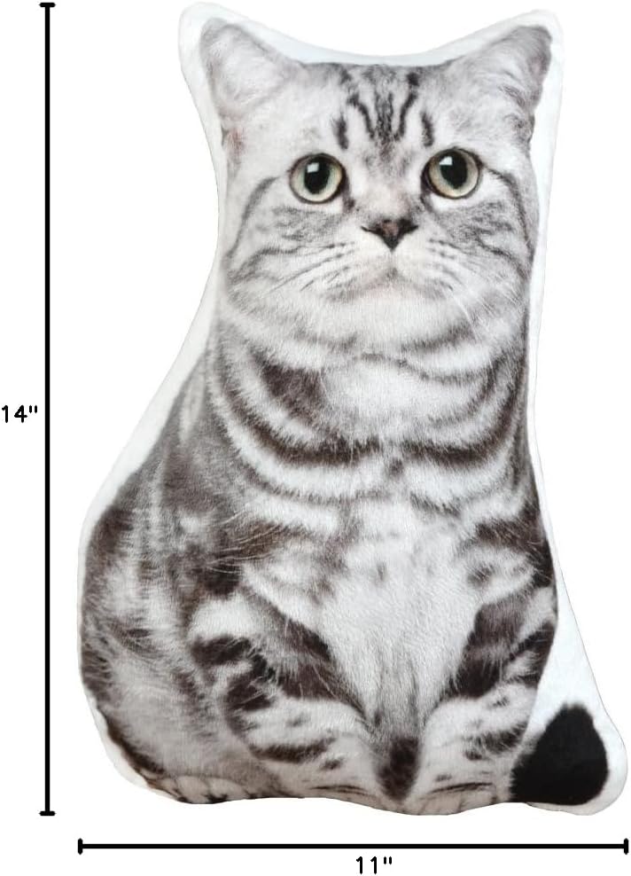 3D Animal Cat Shaped Accent Pillows Decorative Cushions Lifelike Throw Pillow Pet Creative Stuffed Plush Girls Boys Gifts Home Bed Living Room Office Farmhouse Sofa Couch Decor