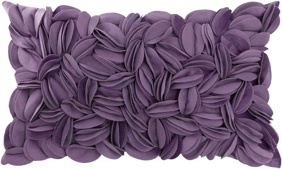 VG|purple-velvet|Handmade 3D Floral Throw Pillow Cover