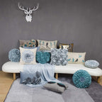 VG|teal-blue-gray-plaid-birds-on-branch,teal-blue-gray-plaid-with-birds|Cute Birds Throw Pillow Cover Lumbar Accent Cushion Embroidered Pillowcase for Home Sofa Bed Living Room Dark Blue Orange Beige
