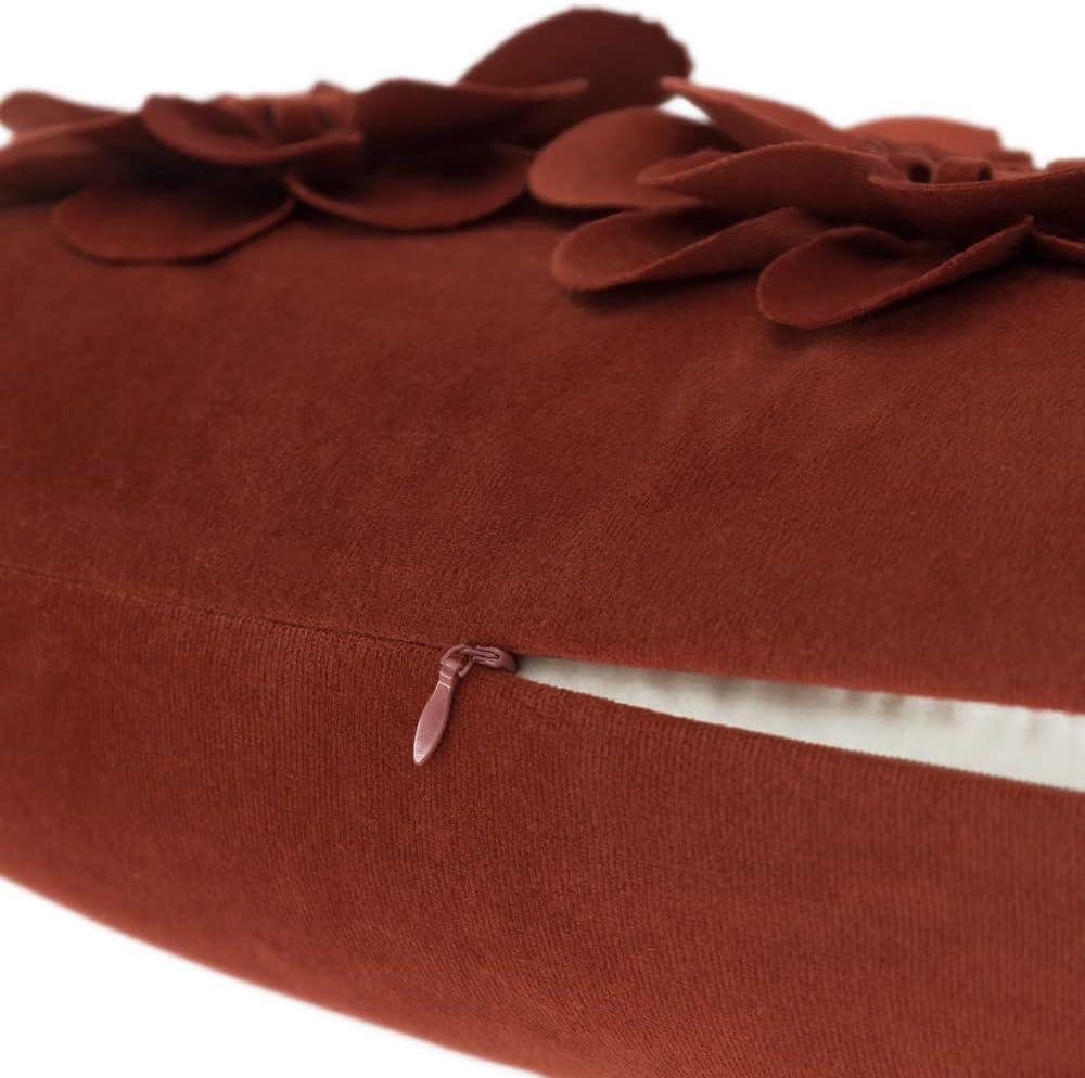 VG|rust-red|3D Flower Throw Pillow Cover