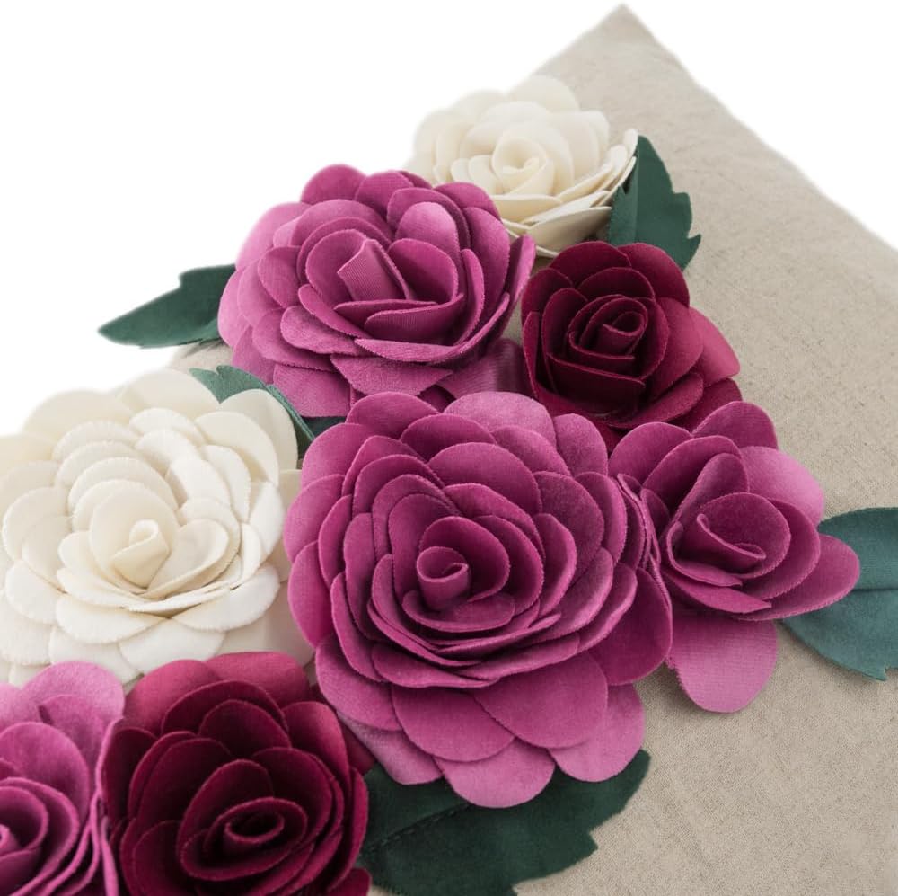 VG|rosered|3D Flower Throw Pillow Cover