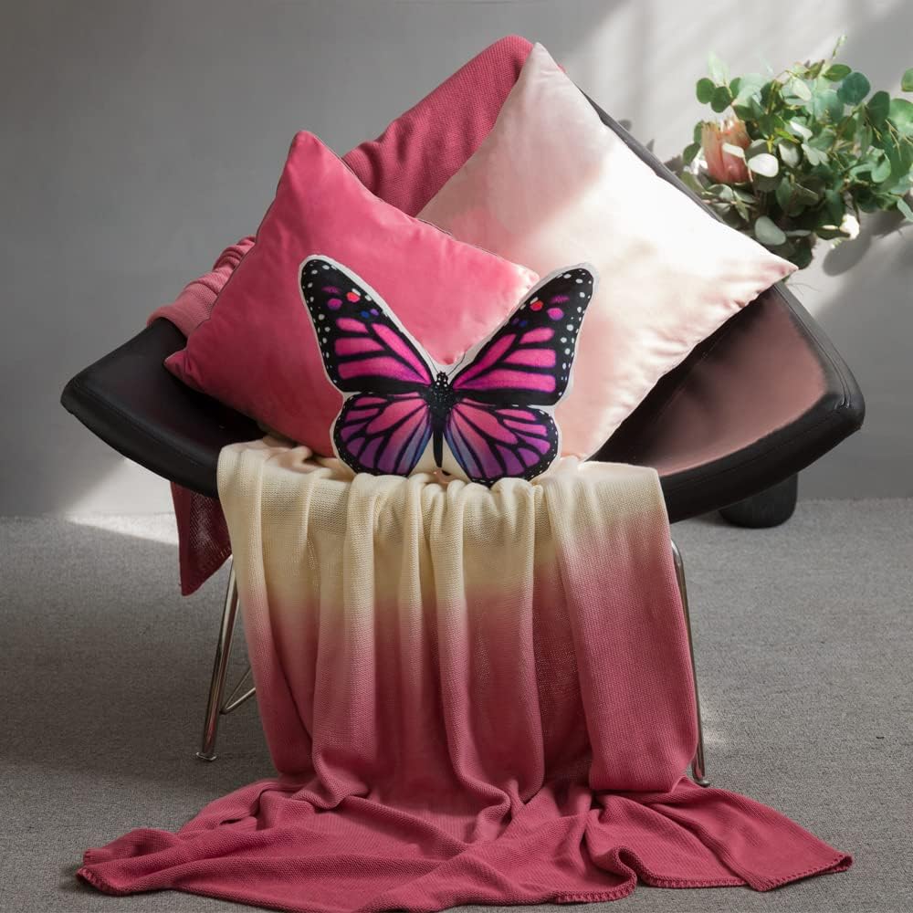 VG|pink-red|3D Butterfly Throw Pillow, Hot Pink