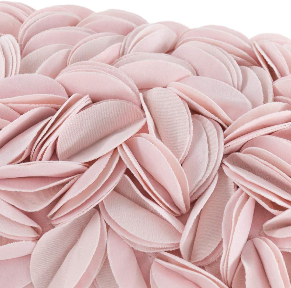 VG|pink-velvet|Handmade 3D Floral Throw Pillow Cover