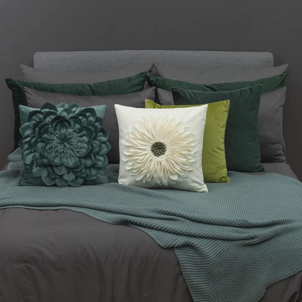 VG|green|3D Flower Throw Pillow Covers