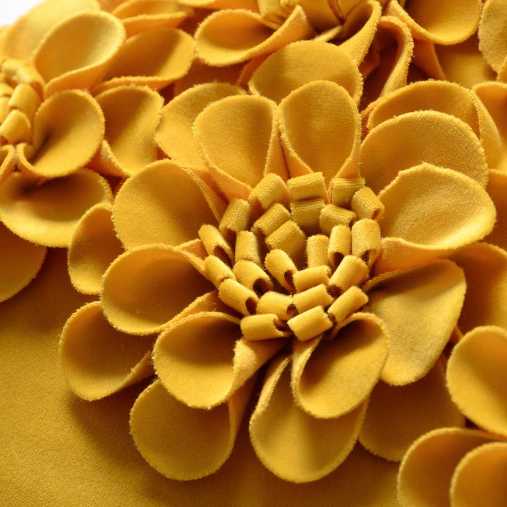 VG|yellow|Handmade 3D Flower Throw Pillow Cover