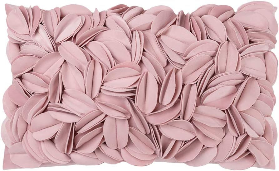 VG|gold-pink-velvet|Handmade 3D Floral Throw Pillow Cover