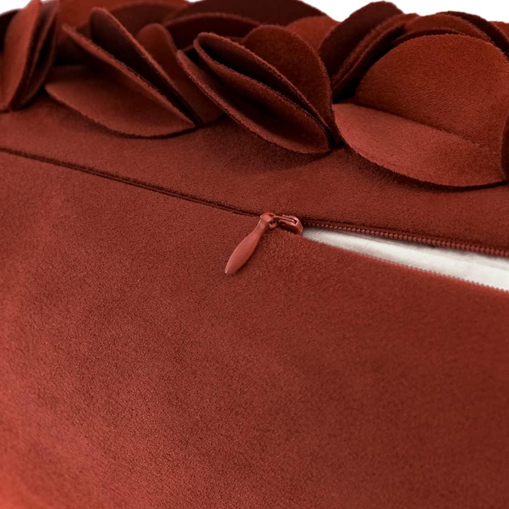 VG|rust-red|Handmade 3D Floral Throw Pillow Cover