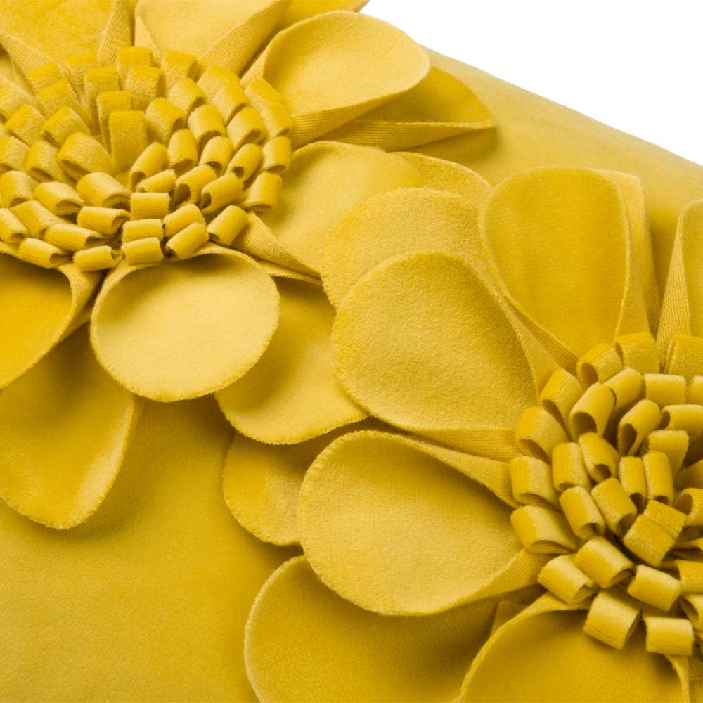 VG|yellow|3D Flower Throw Pillow Cover