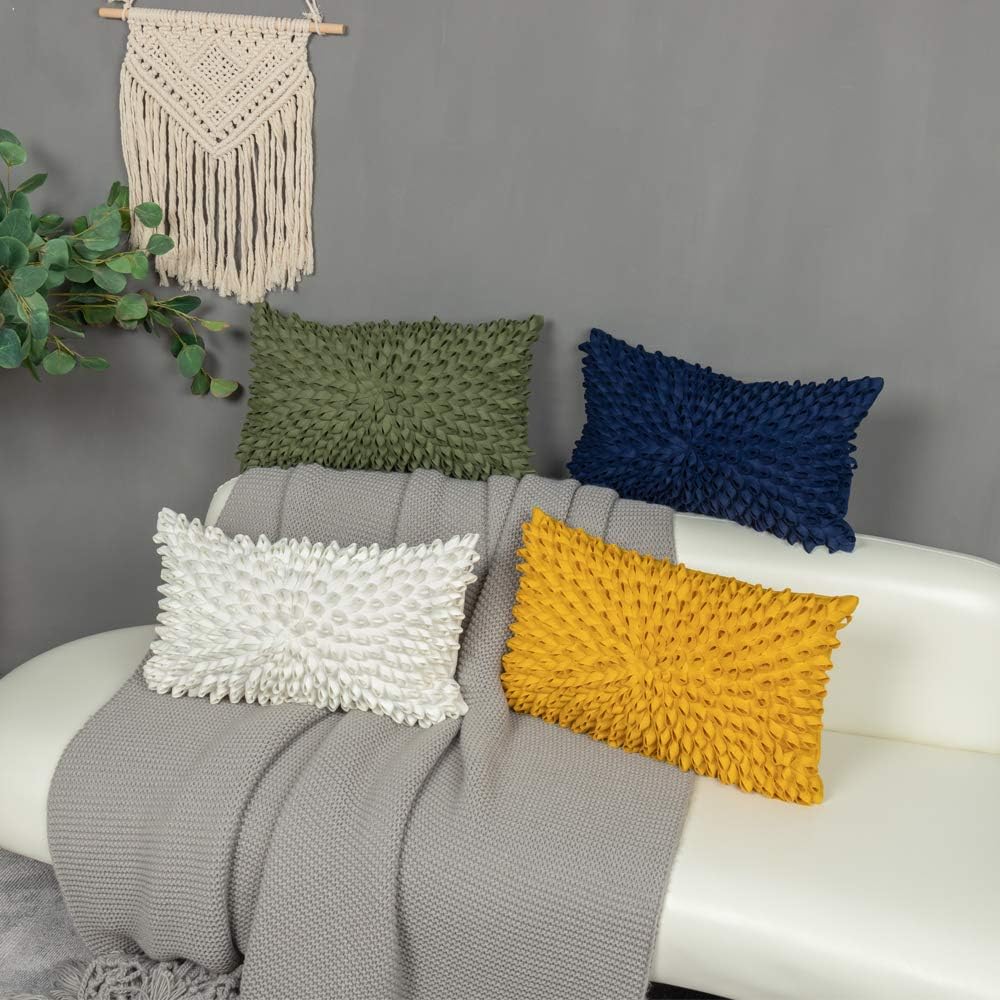 VG|creamy-white-solid-suede|3D Flower Throw Pillow Cover, Velvet, Light Grey