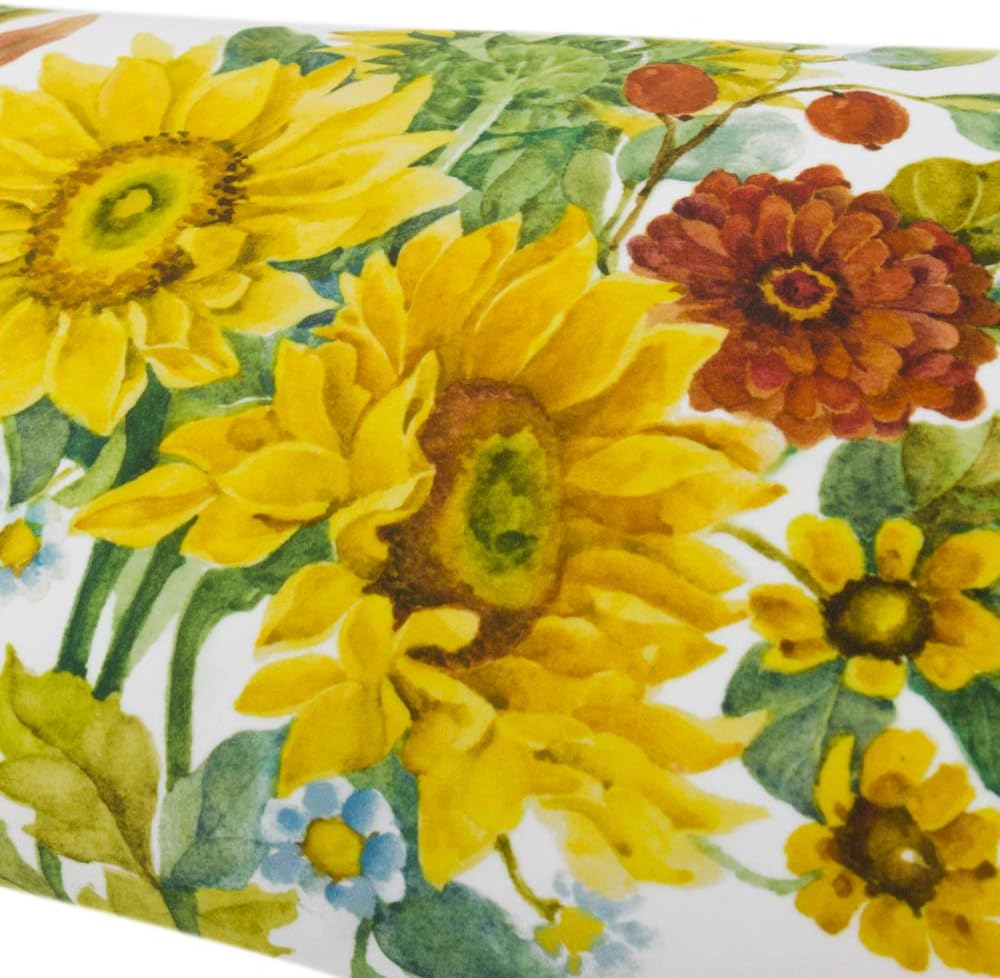 Sunflower Throw Pillow Cover, White