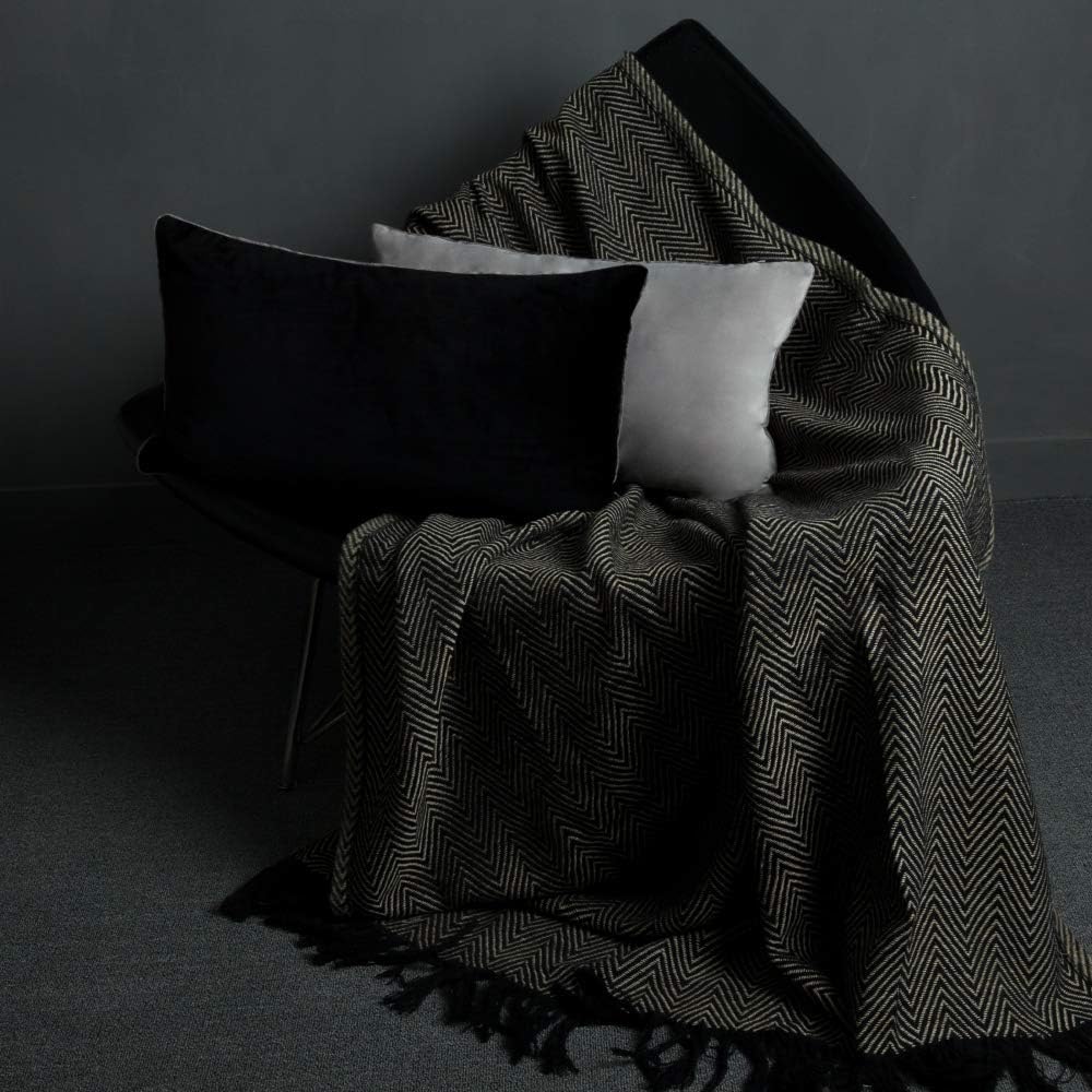 VG|black|Solid Velvet Decorative Throw Pillowcase Luxury Soft Cushion Cover for Sofa Couch Chair Blue