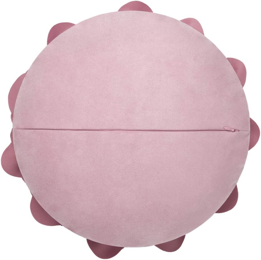 VG|dark-blush-pink|Flower Throw Pillow Cover Decorative Round Pillowcase Floral Cushion for Bed Sofa Couch Car Decor