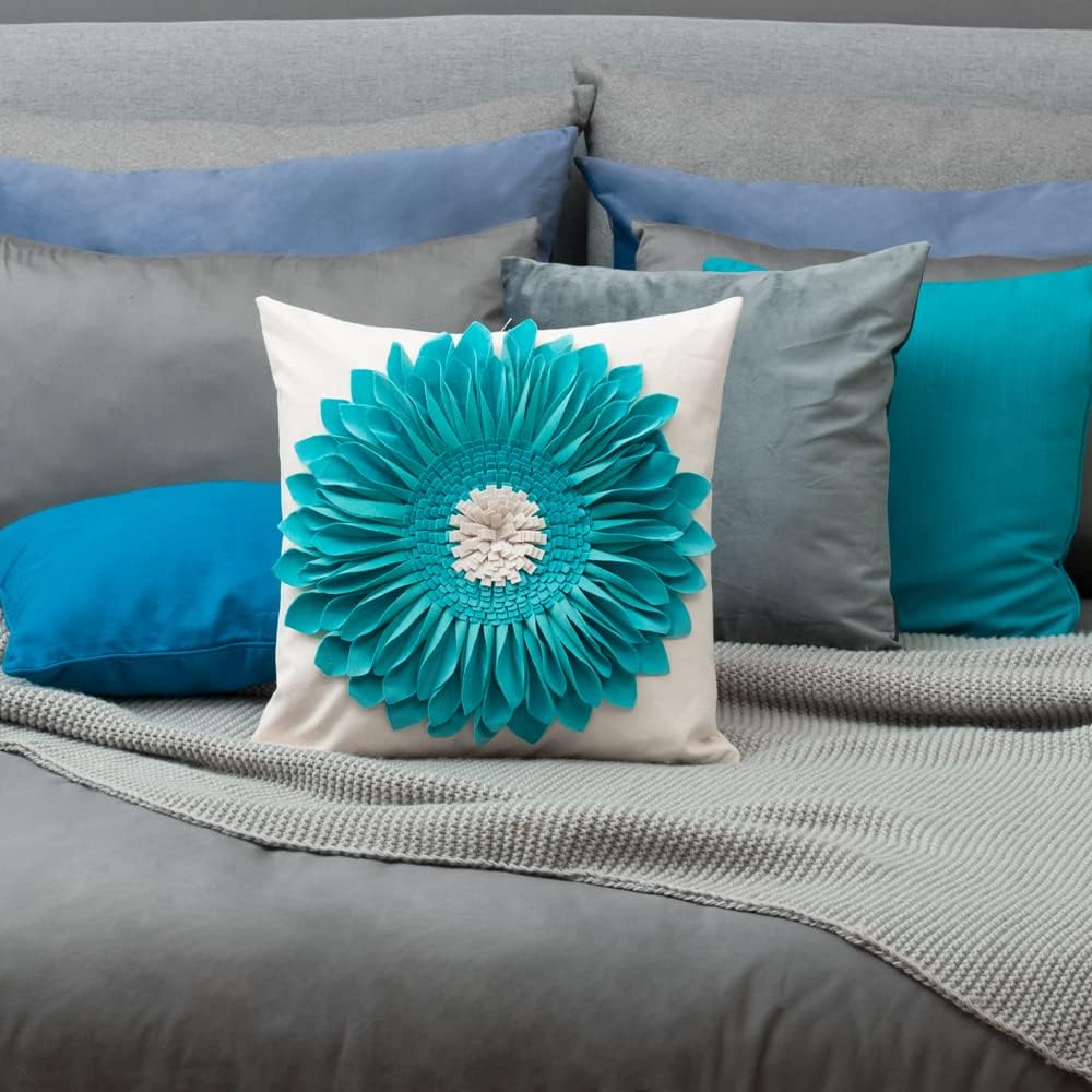 VG|blue-teal-blue-beige-canvas|3D Sunflowers Throw Pillow Cover Wine Red