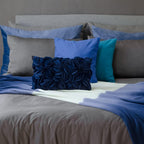 VG|navy-blue-persian-velvet|Handmade 3D Floral Throw Pillow Cover