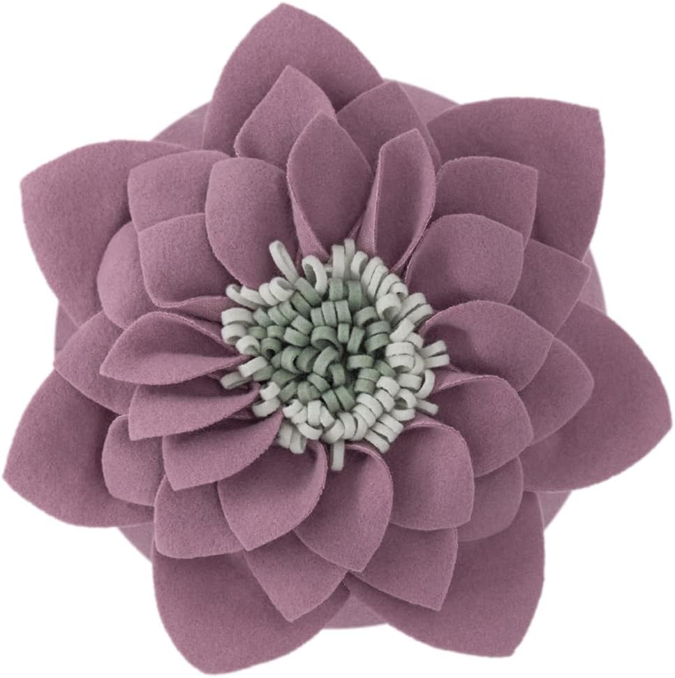 3D Flower Throw Pillow Decorative Accent Pillow Round Cushion for Sofa Couch Chair Bedroom Home Decor - 14" x 14" / Purple
