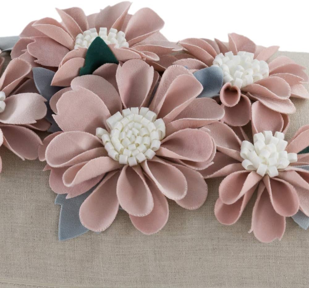 VG|6flower-rosegold-velvet|3D Daisy Flower Throw Pillow Cover, White