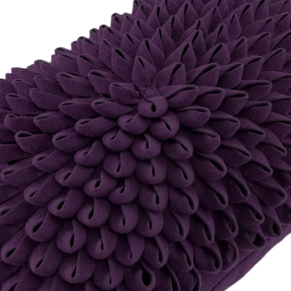 VG|purple|3D Flower Throw Pillow Cover, Velvet, Light Grey