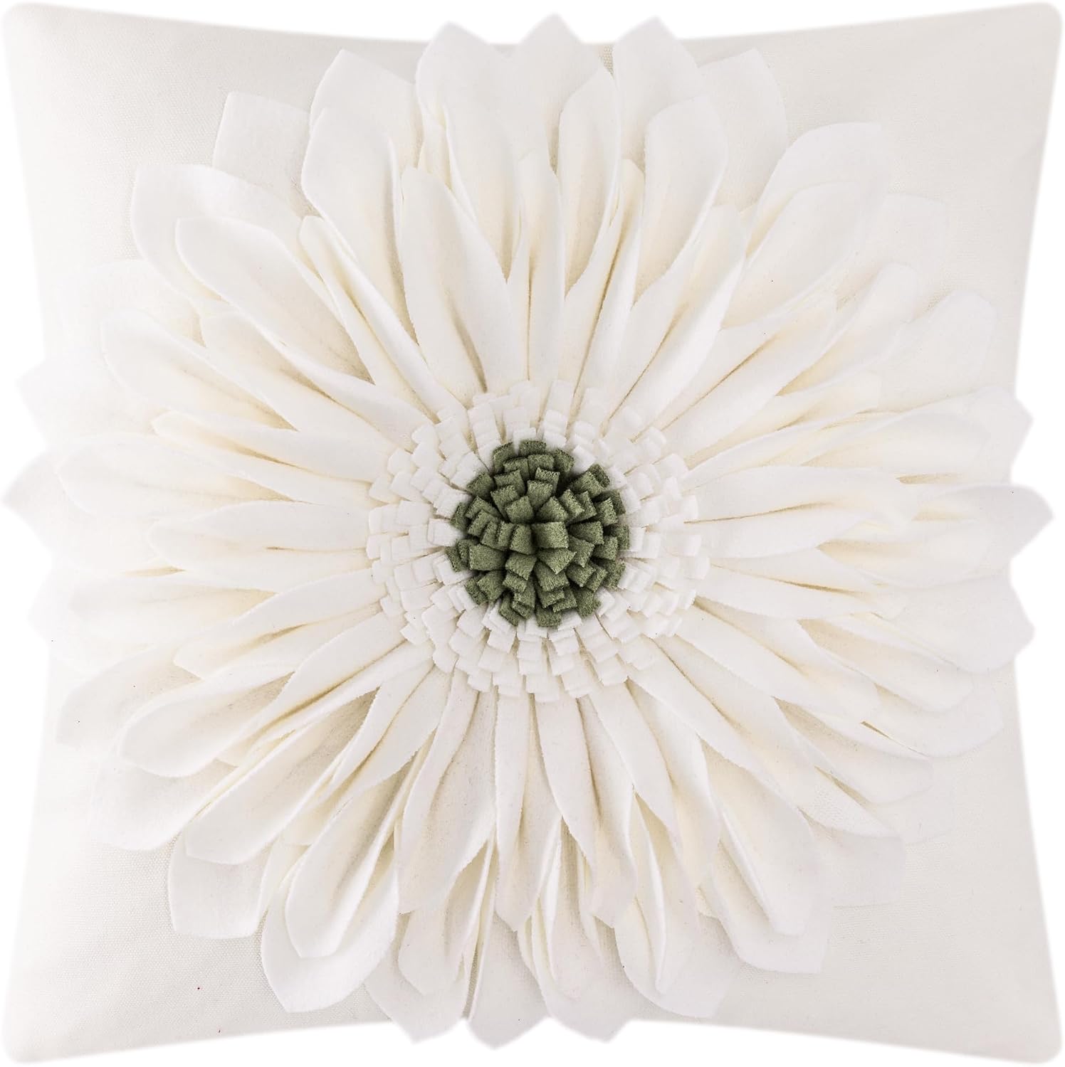 3D Sunflowers Throw Pillow Cover Wine Red - White-creamy White*beige Canvas