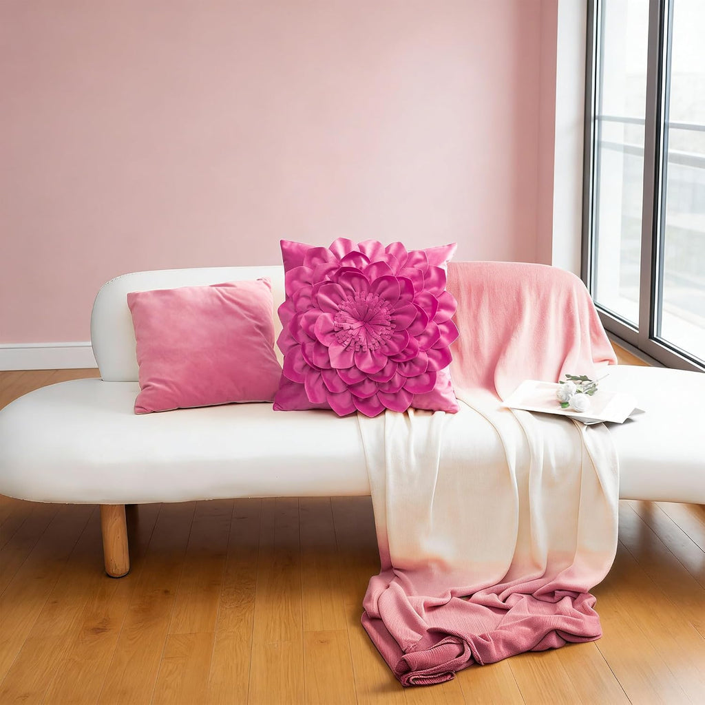 VG|fuchsia|3D Flower Throw Pillow Covers