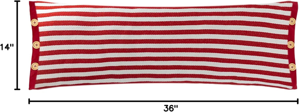 VG|red|Hand Sewn Button Lumbar Throw Pillow Cover