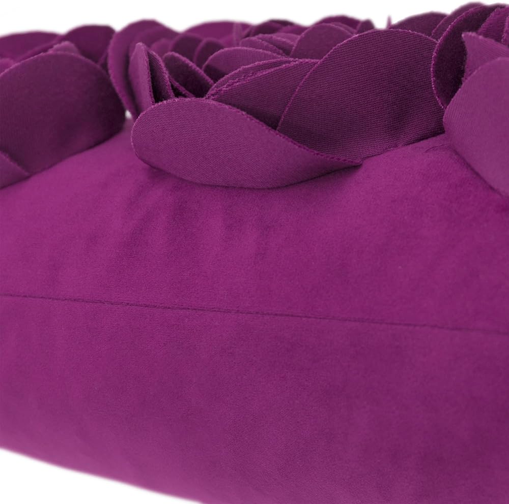 VG|purple-red|3D Flowers Throw Pillow Cover Decorative Soft Velvet Accent Floral Cushion Lumbar Pillowcase for Bed Sofa Couch Living Room