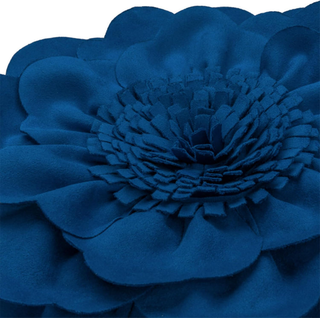 VG|blue|Flower Throw Pillow Cover Decorative Round Pillowcase Floral Cushion for Bed Sofa Couch Car Decor