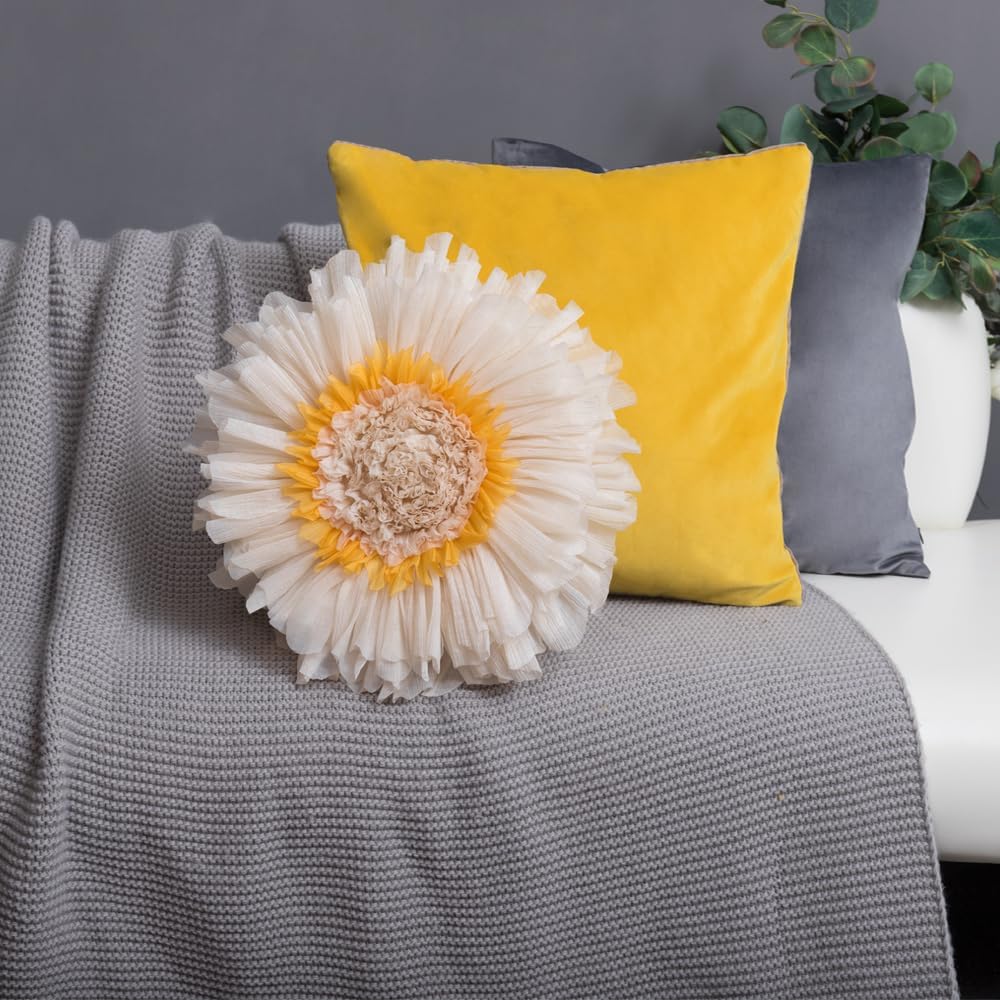 VG|beige|Decorative 3D Flower Shaped Throw Pillow