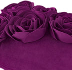 VG|purple-red|3D Flowers Throw Pillow Cover Decorative Soft Velvet Accent Floral Cushion Lumbar Pillowcase for Bed Sofa Couch Living Room
