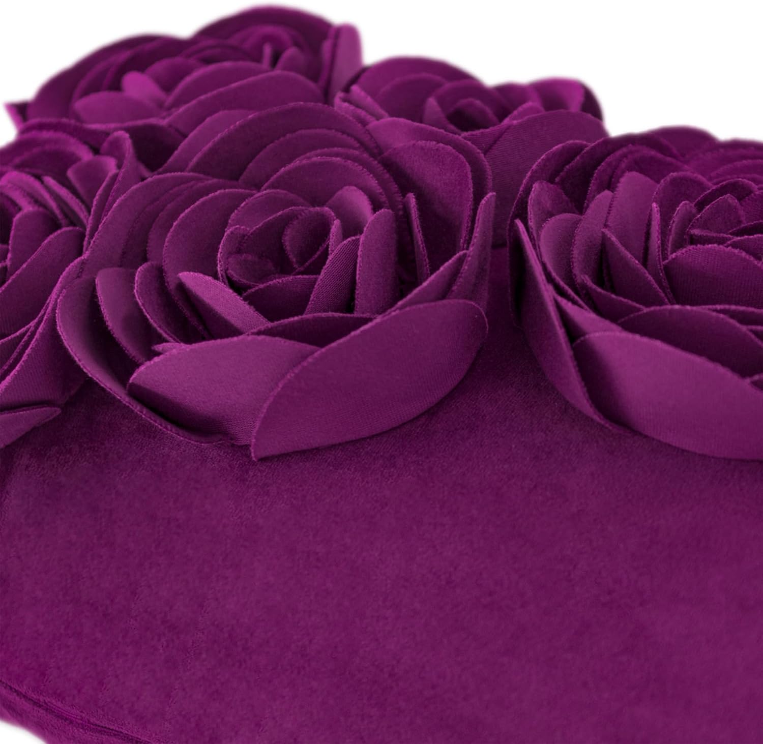 VG|purple-red|3D Flower Throw Pillow Cover Handmade Floral Soft Velvet Lumbar Cushion for Bed Living Room Chair Couch Decor Gold