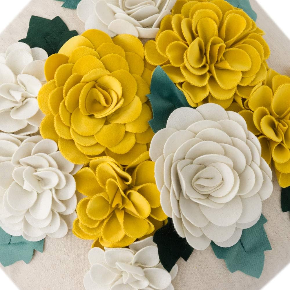 VG|yellow-white|3D Flower Throw Pillow Cover