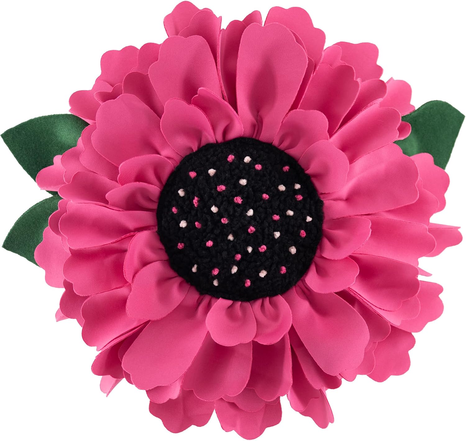 3D Flower Design Round Throw Pillow Flower Decorative Floral Cushion - Fuchsia Pink