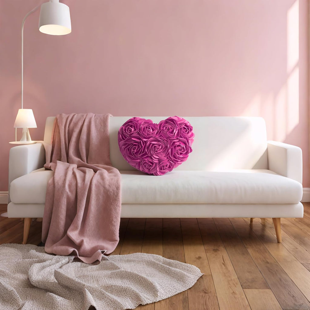 VG|hot-pink|Heart Flower Throw Pillow Covers