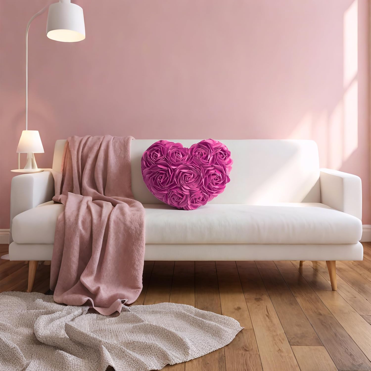 VG|hot-pink|Heart Flower Throw Pillow Covers