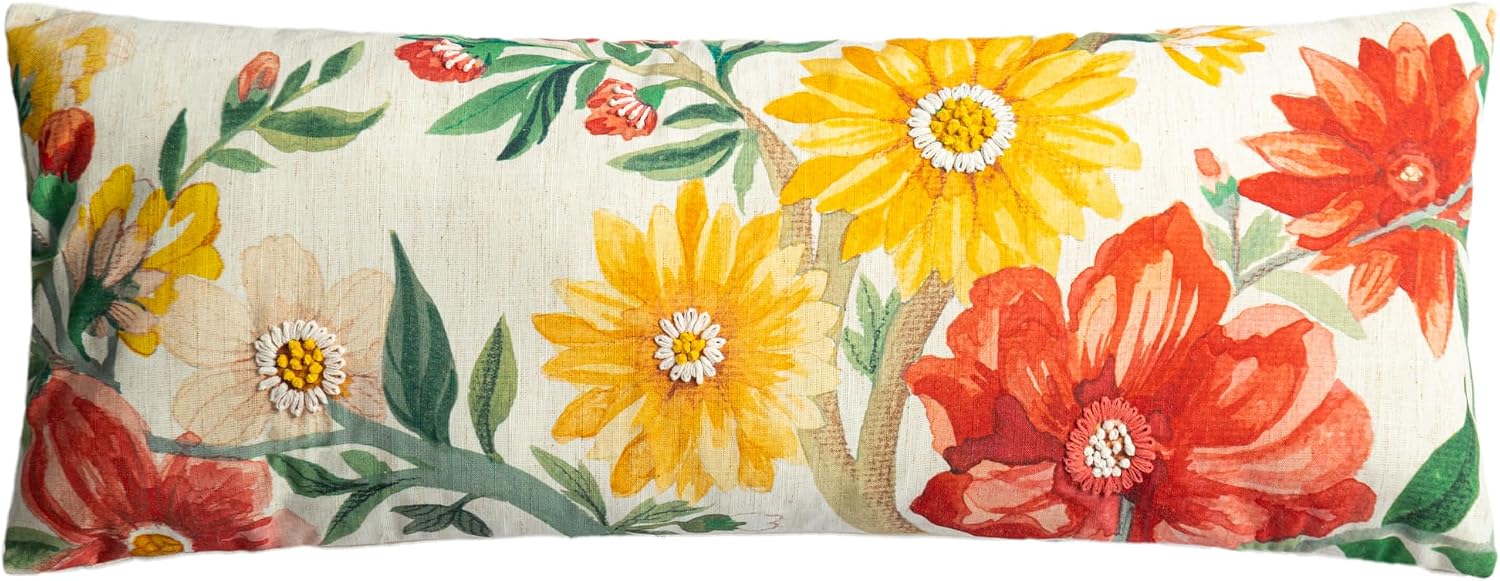 Spring Colorful Flower Long Body Throw Pillow Cover - Default Title