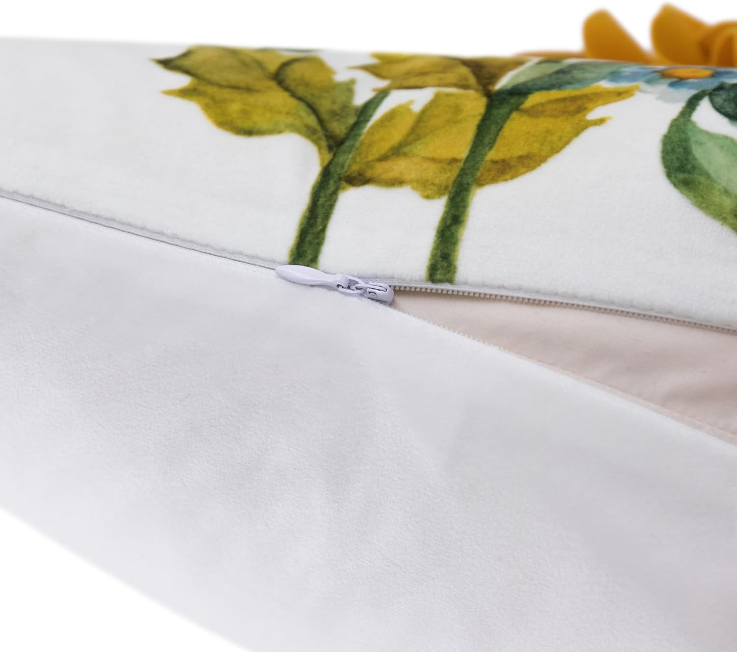 VG|velvet-yellow-18-x-18|Sunflower Throw Pillow Cover, White