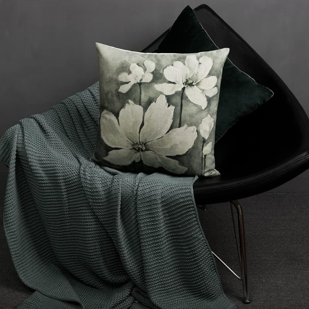 Flower Printing Throw Pillow Cover Linen Accent Pillow Case Home Decorative Cushio Cover for Sofa Chair Kitchen Dining Summer Spring Cushion Cover