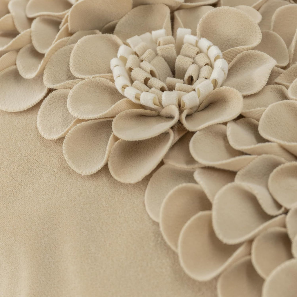 VG|camel|Handmade 3D Flower Throw Pillow Cover