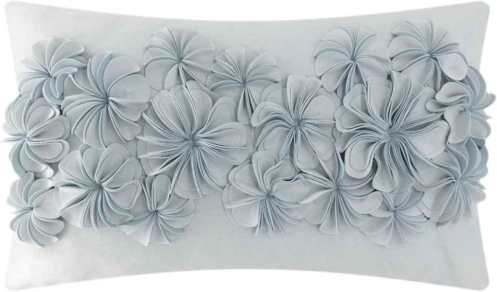 3D Handmade Flower Soft Throw Pillow Cover - Light Blue