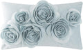 3D Flowers Throw Pillow Cover Decorative Soft Velvet Accent Floral Cushion Lumbar Pillowcase for Bed Sofa Couch Living Room - Sky Blue