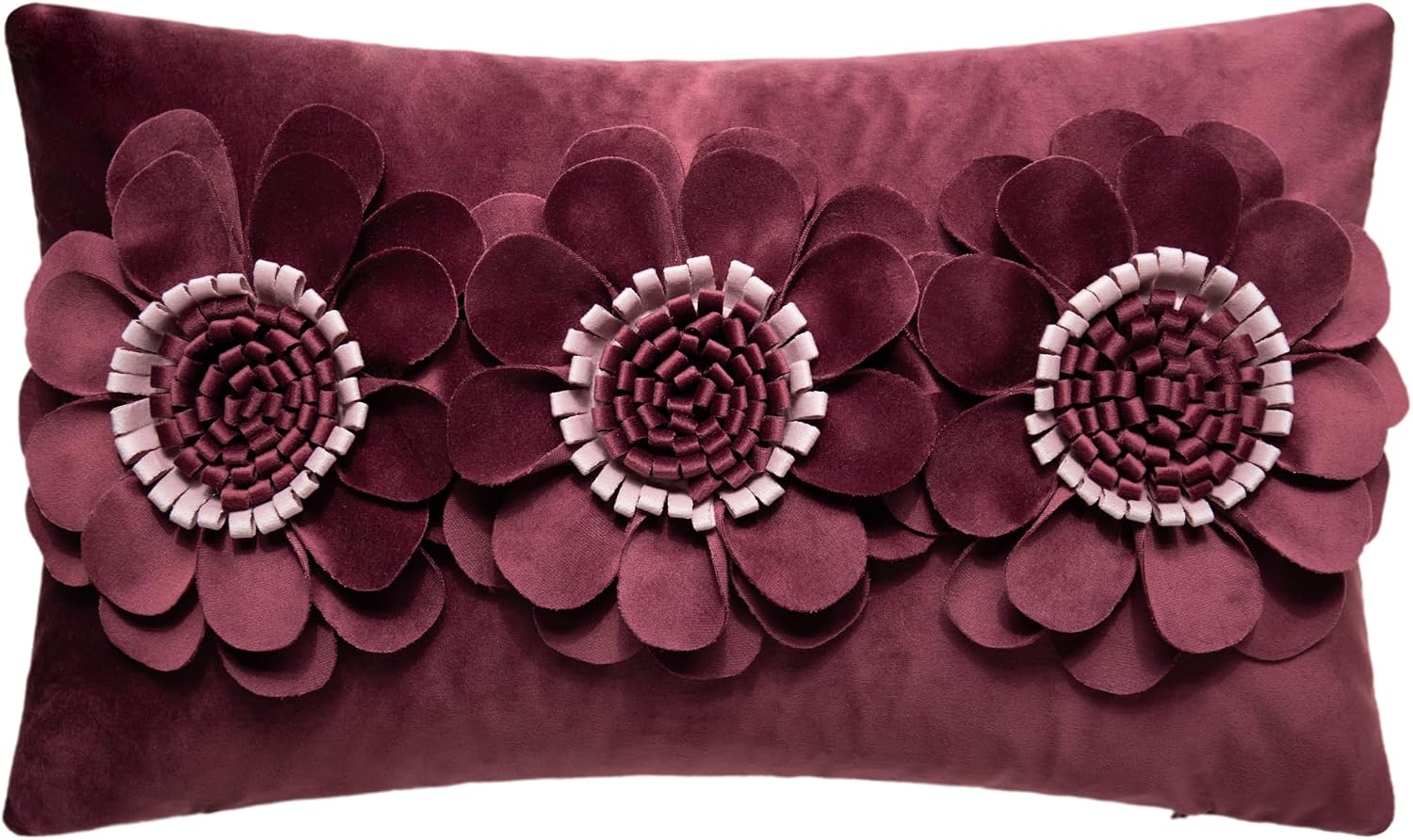 VG|wine-red|3D Flower Throw Pillow Cover