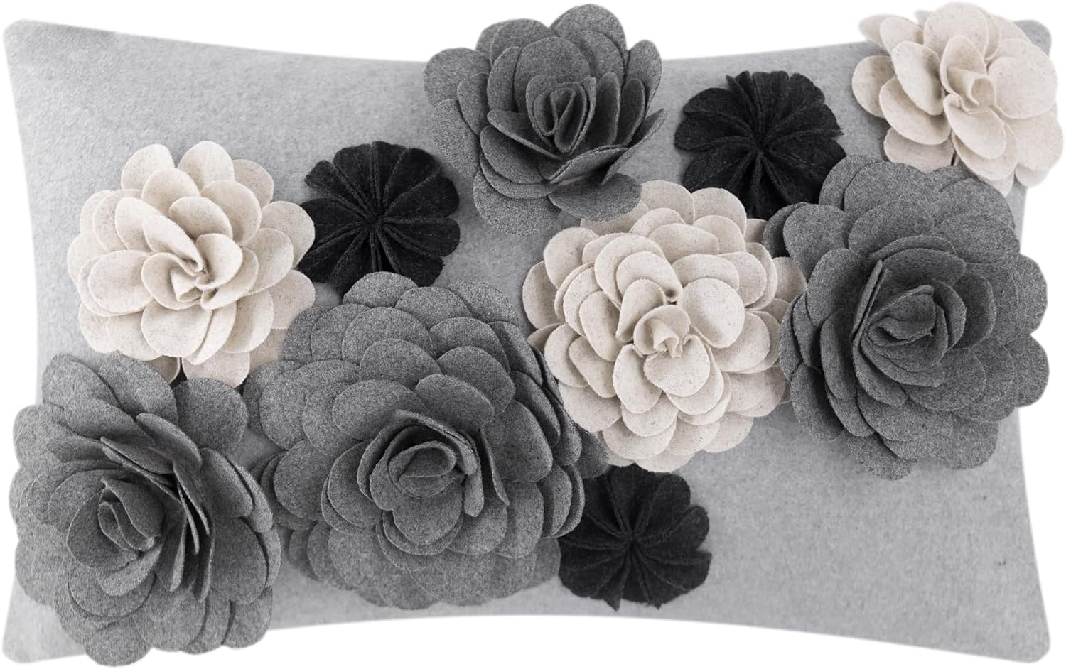 3D Flower Throw Pillow Cover - Grey