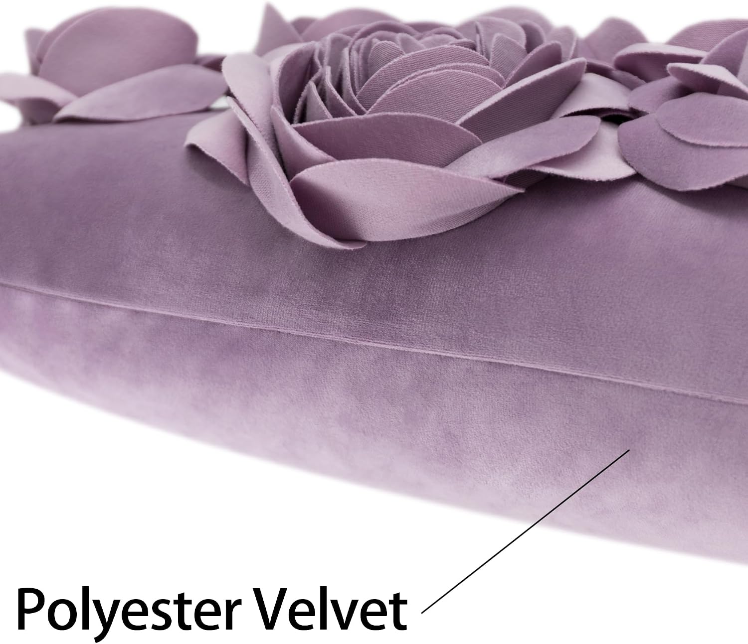VG|purple|3D Flowers Throw Pillow Cover Decorative Soft Velvet Accent Floral Cushion Lumbar Pillowcase for Bed Sofa Couch Living Room