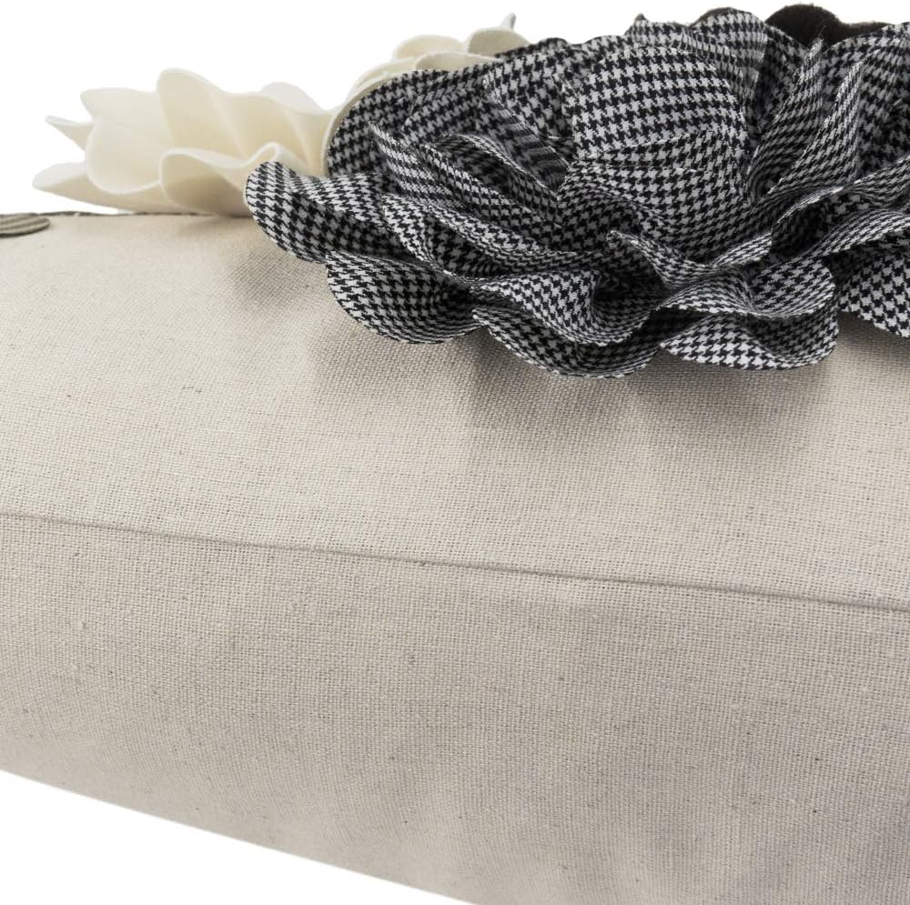 VG|brown|Decorative 3D Flower Throw Pillow Cover Handmade Floral Accent Cushion Case for Living Room Sofa Couch Chair Gray