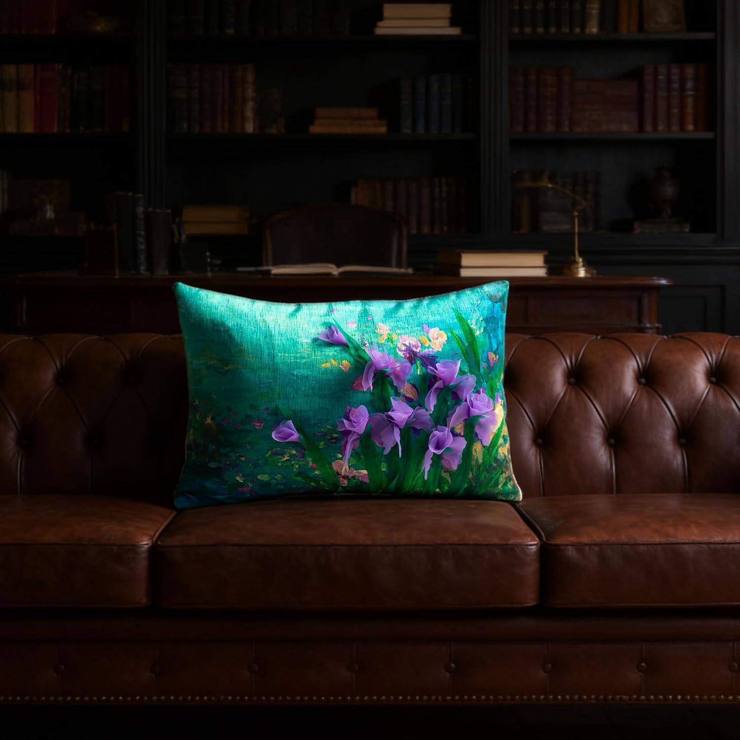Purple Vintage Flower Throw Pillow Cover