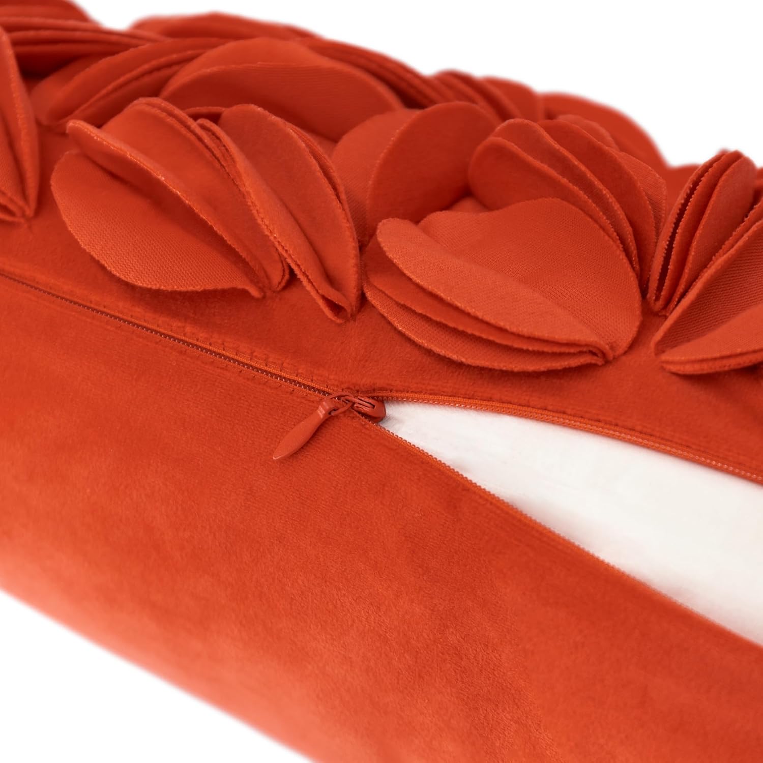 VG|dark-orange|Handmade 3D Floral Throw Pillow Cover