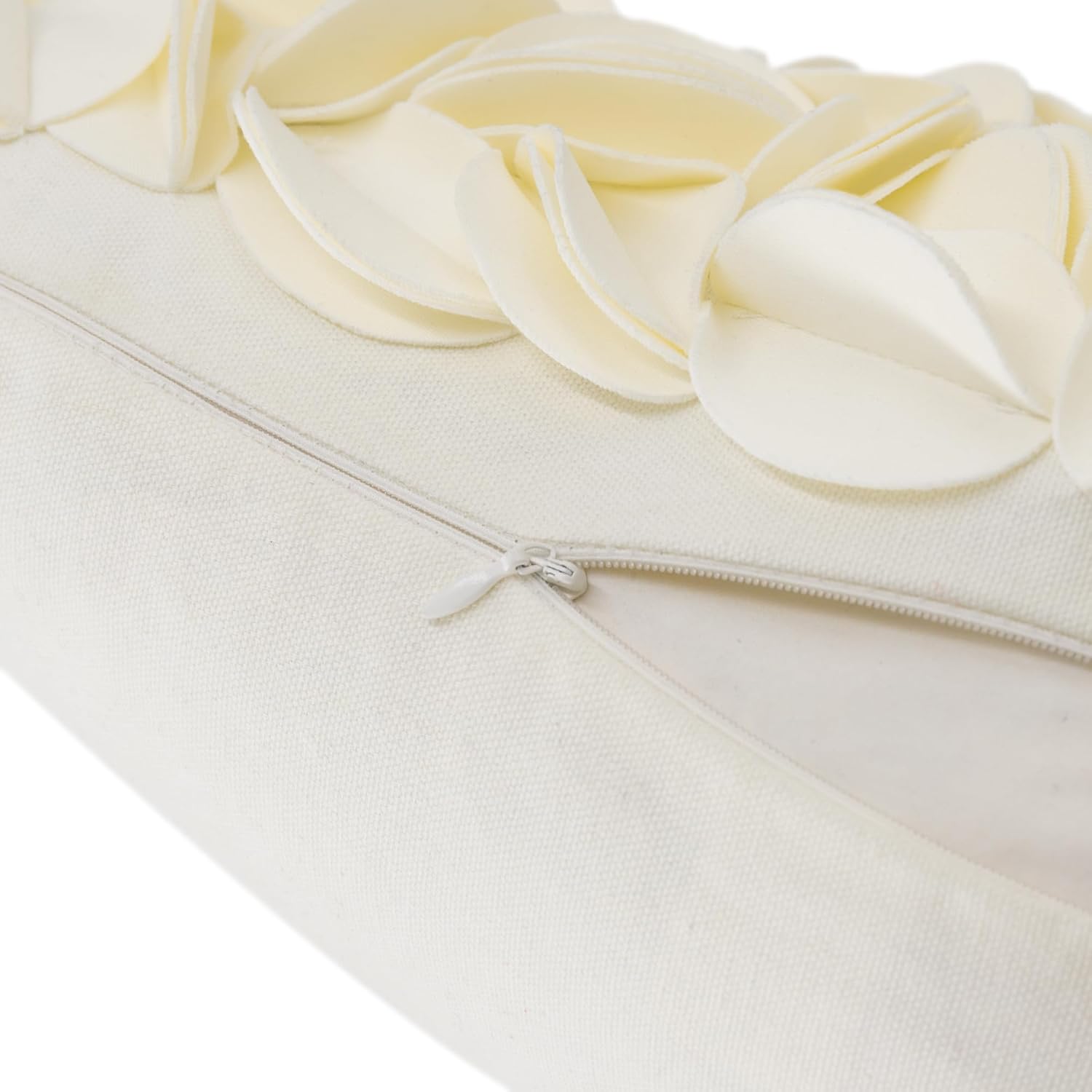VG|cream-velvet|Handmade 3D Floral Throw Pillow Cover